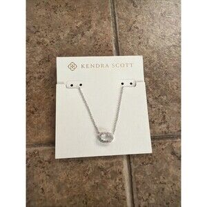 Kendra Scott Silver Chelsea Mother of Pearl Pavé cubic zirconia Pendant Necklace